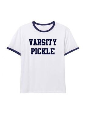 Varsity Pickle Collegiate Ringer T-Shirt, Men's, Small, White/Navy